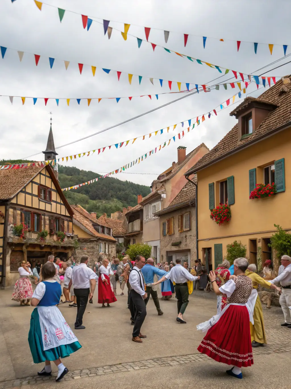 A group of people participating in a traditional Breton dance during a cultural festival organized by CSCCB, showcasing the vibrant cultural heritage.