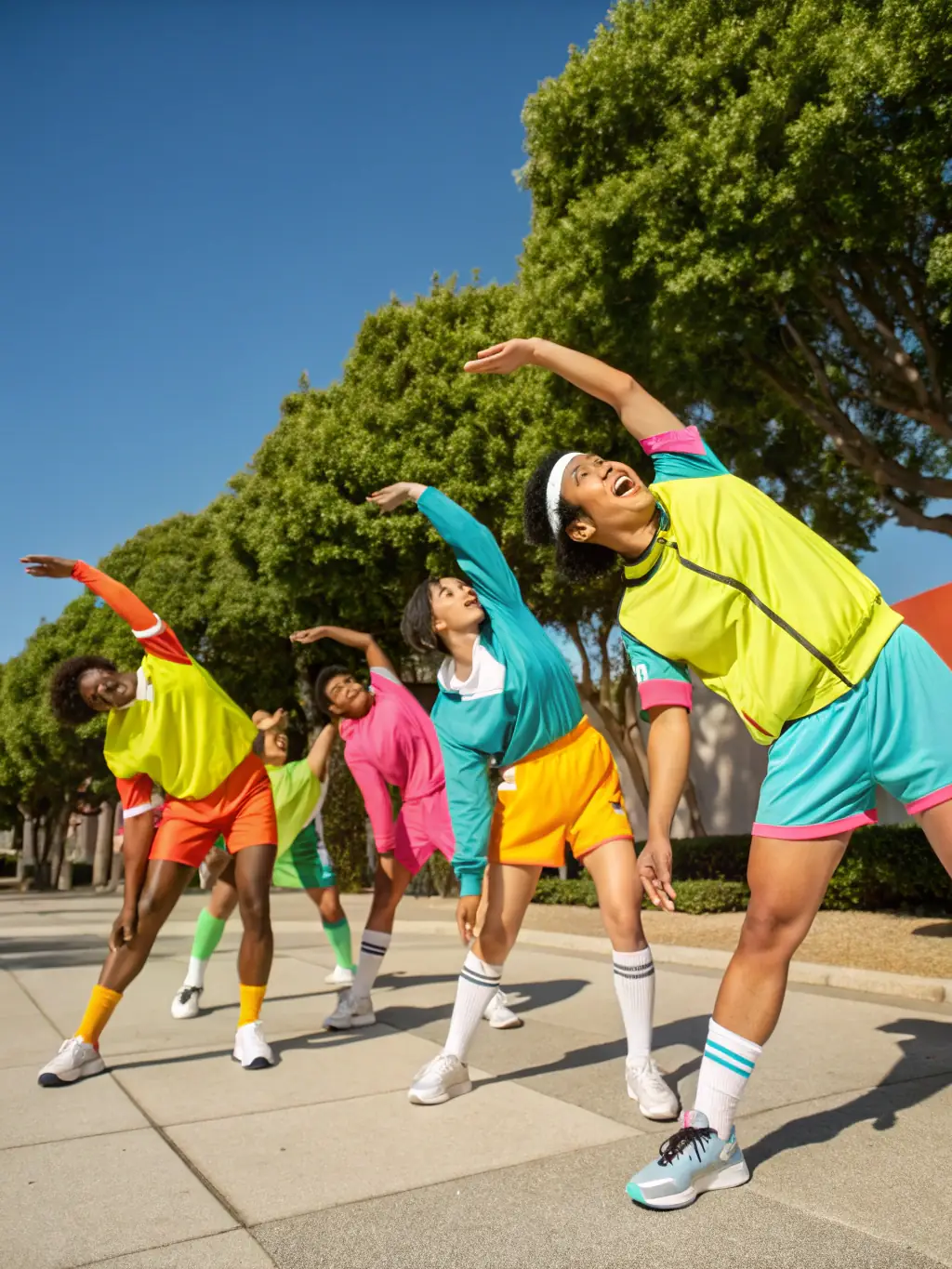 A group of teenagers engaged in a physical education class at ASSOC LA ST-ANTOINE, demonstrating fitness and active lifestyles.